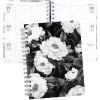 B & W Flowers Academic Planner Medium Coil